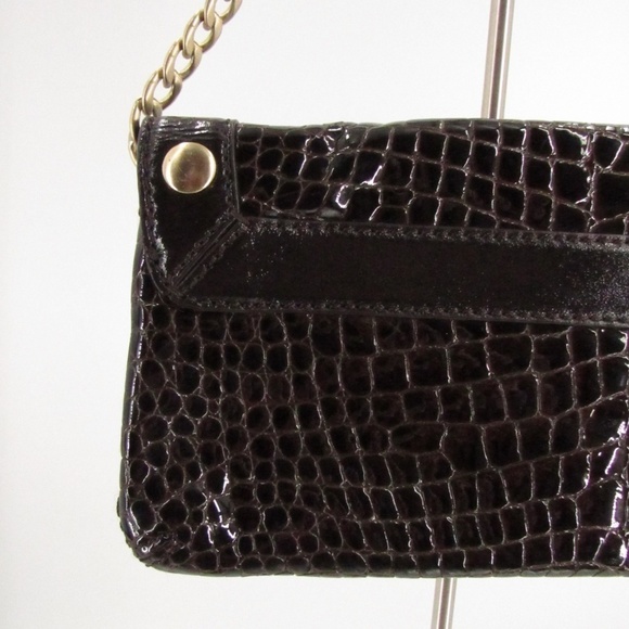 Michael Kors Crocodile Pattern Brown/Gold Patent Leather Baguette Bag - Picture 8 of 15